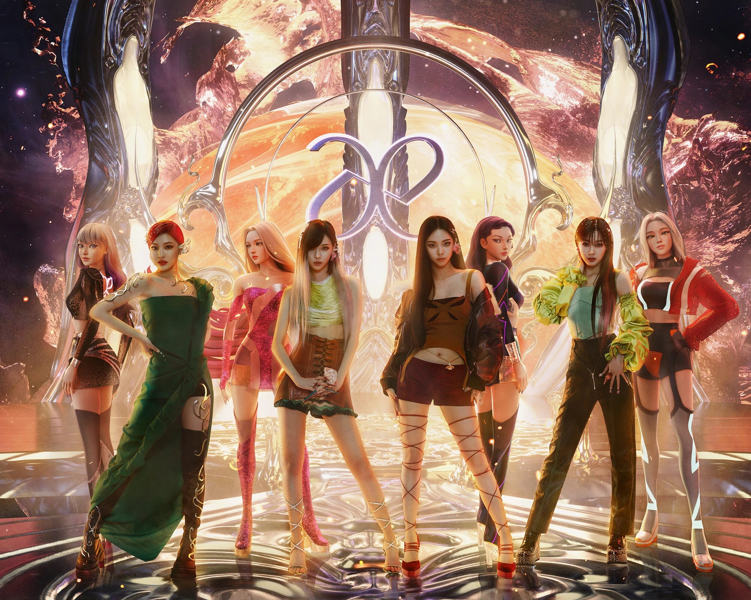 This is the picture of aespa with their virtual counterpart, ae-aespa