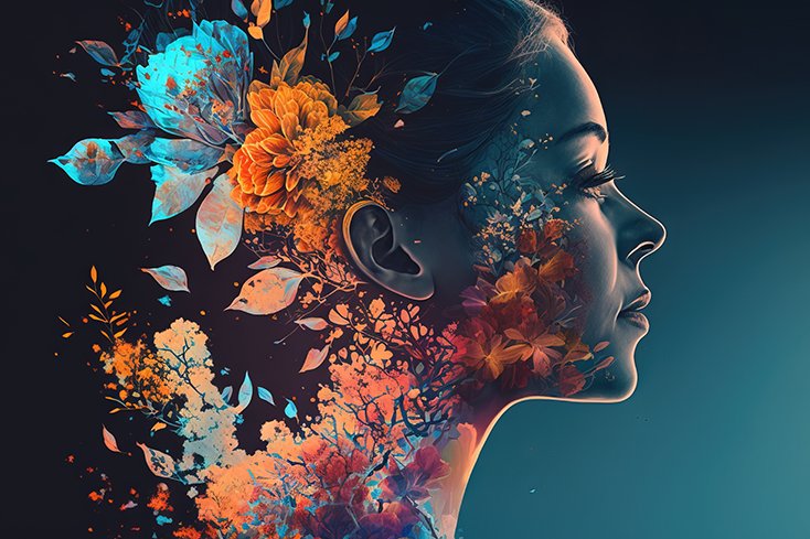 Graphic of a mind and thoughts 