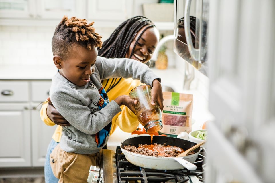 Mother and Son Cooking