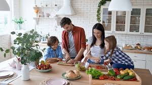 A family preparing some food