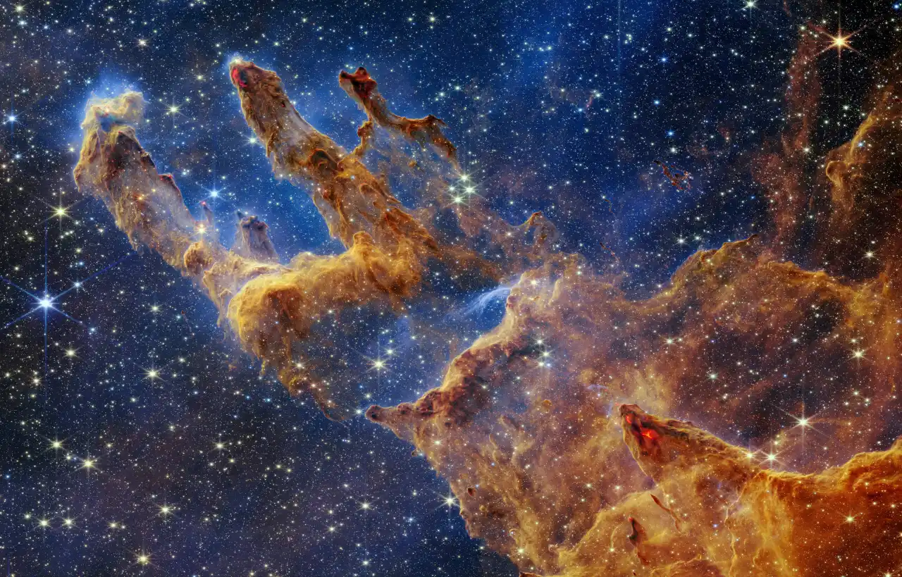 Telescope image of the iconic Pillars of Creation