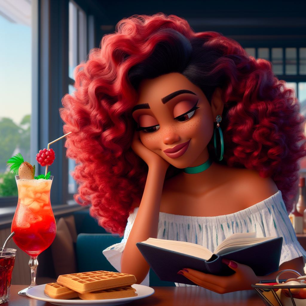 Girl brunching with a book