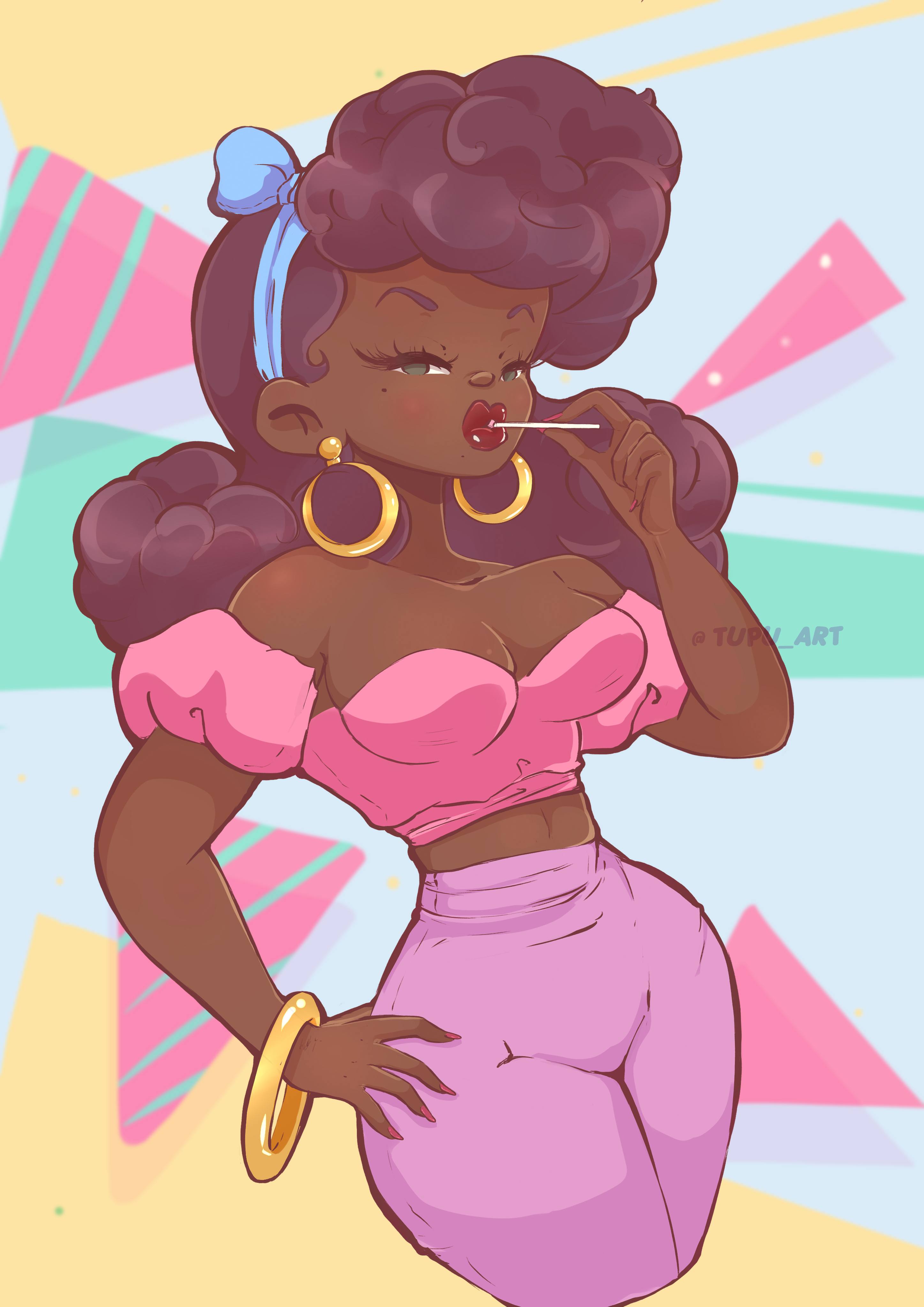 Illustration of girl eating lolipop