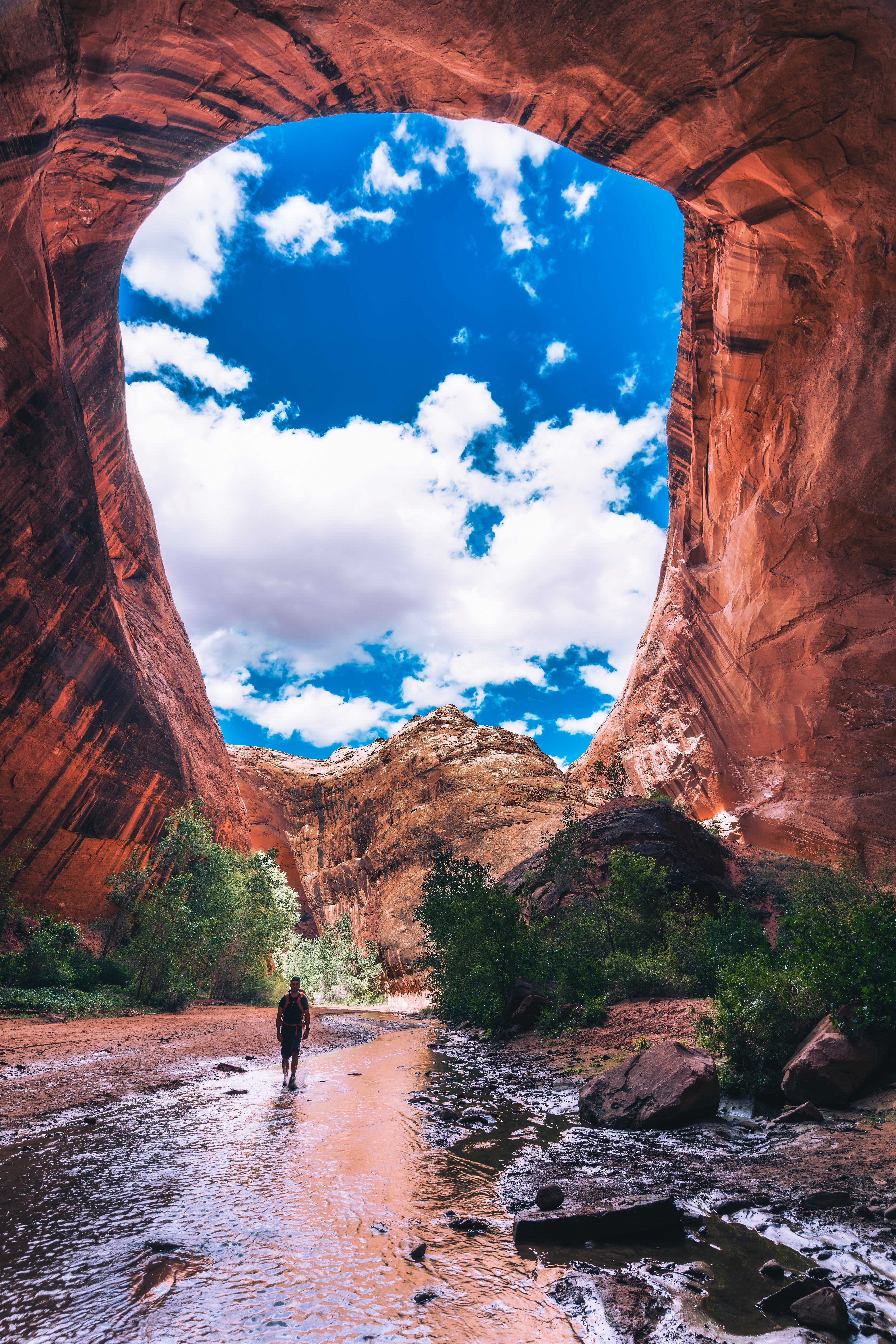 Hiking under a big canyon