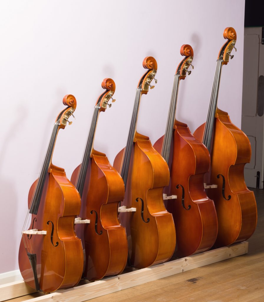 double basses in a studio