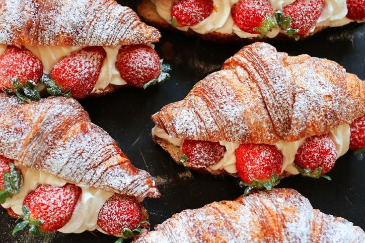 Strawberries and cream croissants