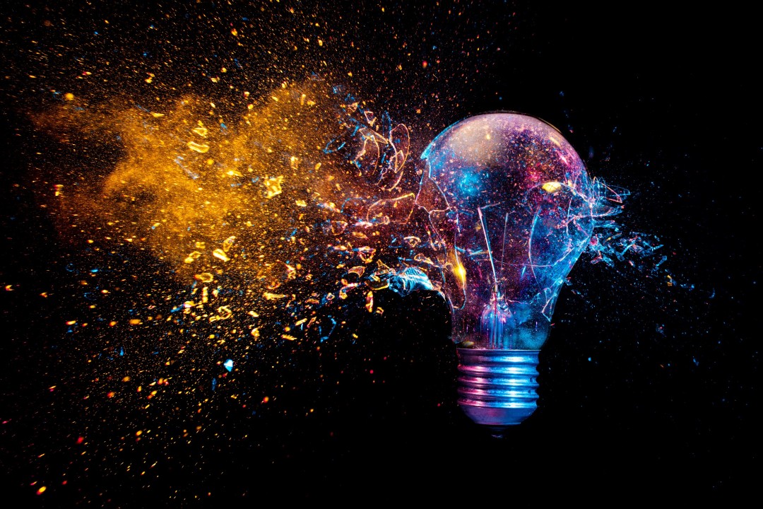 shattering lightbulb that denotes an explosion of creativity