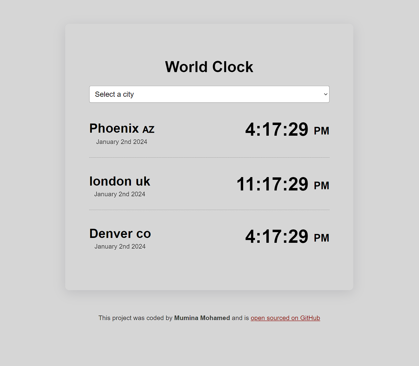 world clock project preview