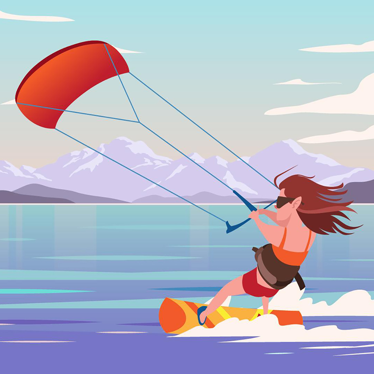 Woman kiteboarding