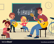 Man teaching music class