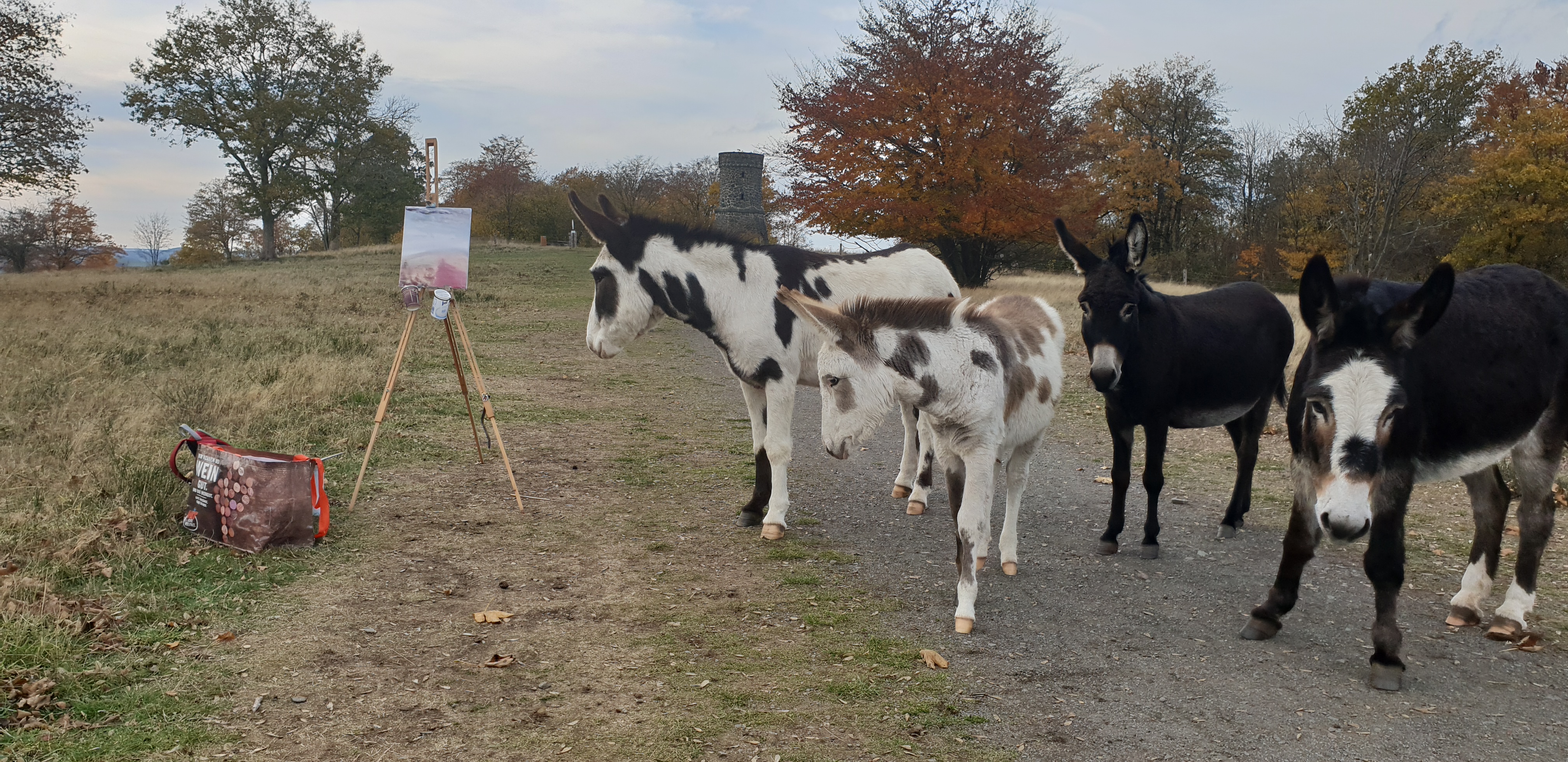 donkey family love painting