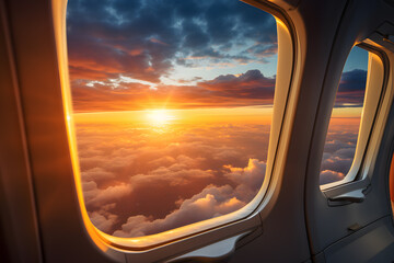 Sunset out of an airplane window