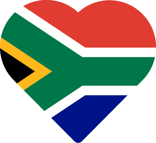 heart shaped South African flag