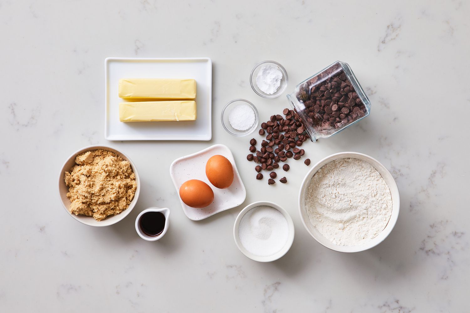 an image of chocolate chip cookie ingredients