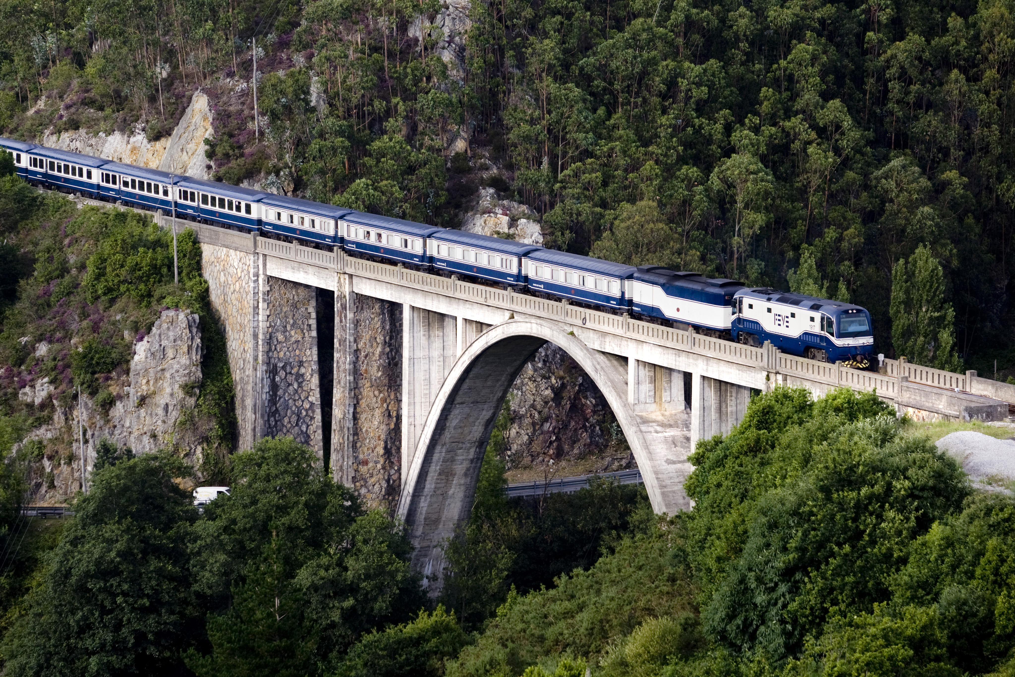 Train over a bridge