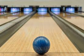 Bowling alley with bowling ball in centre