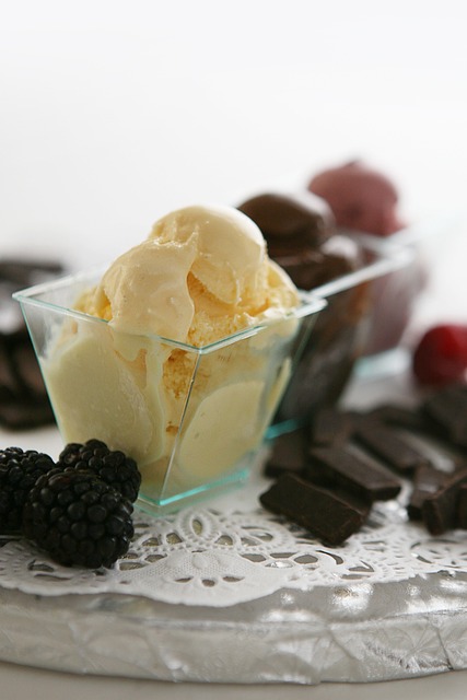 Homemade Ice-cream in a glass bowl