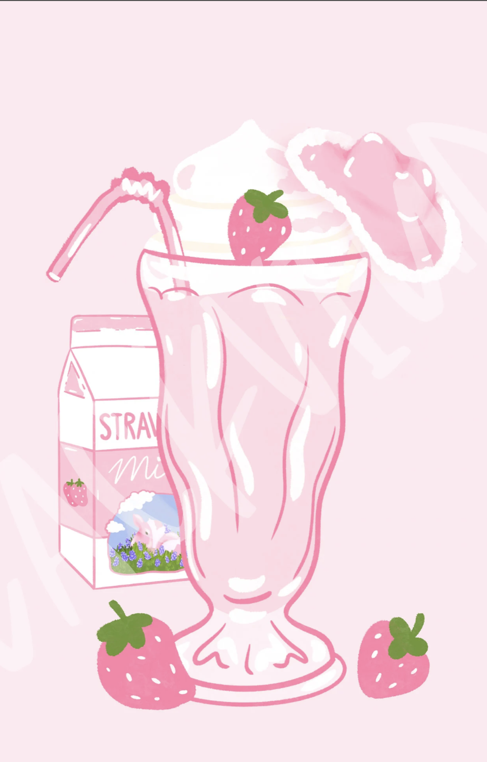 strawberry milkshake art