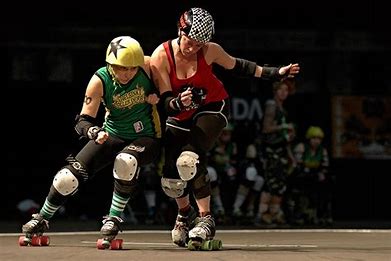 roller derby players in action