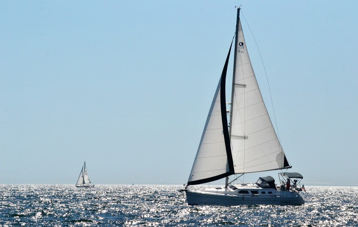 two sailings yachts on the sea