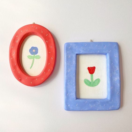 Creative photo frames made with air dry clay