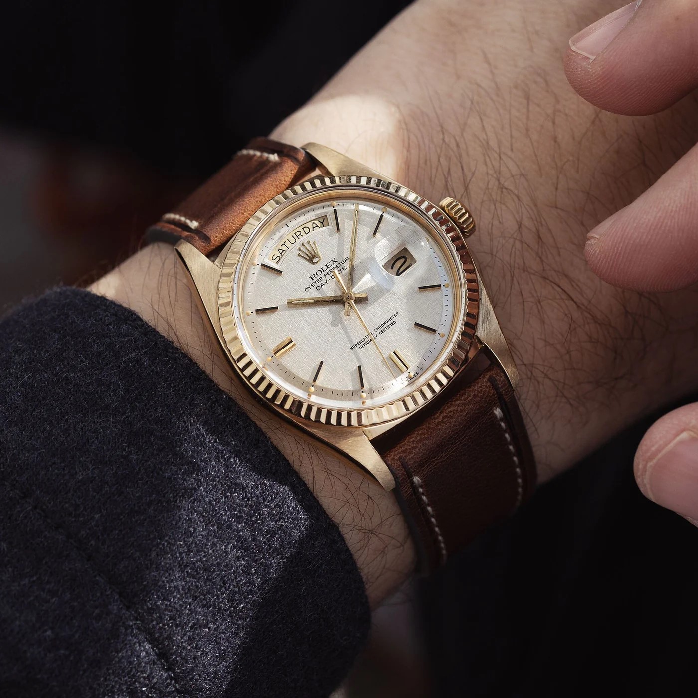Rolex Day-Date Yellow Gold Linen Dial