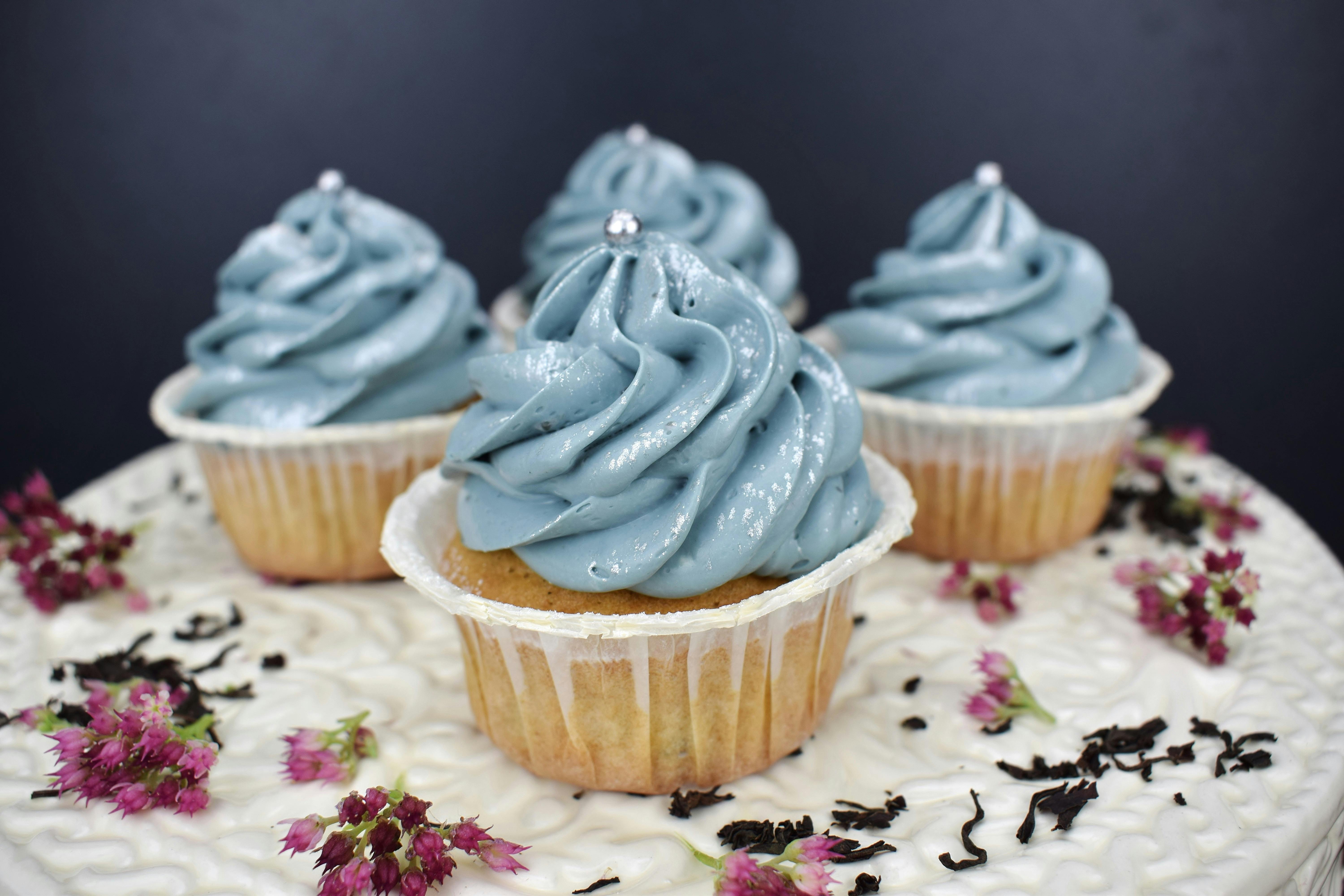cupcakes with blue frosting