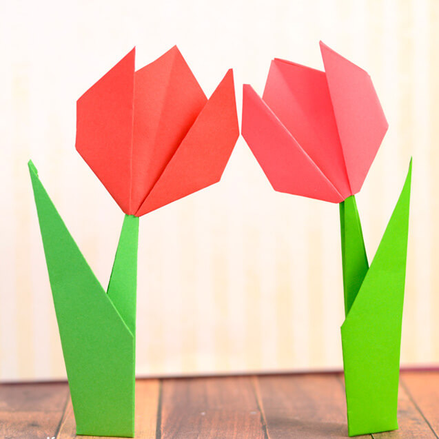 Two Origami tulips