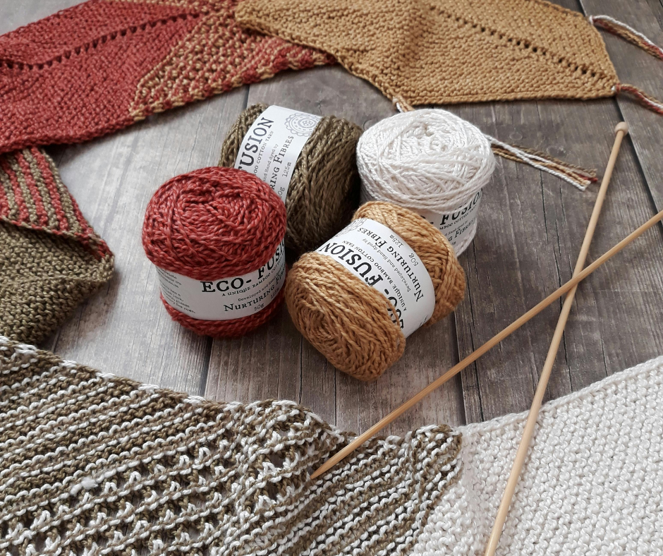 Knitting needles with yarns