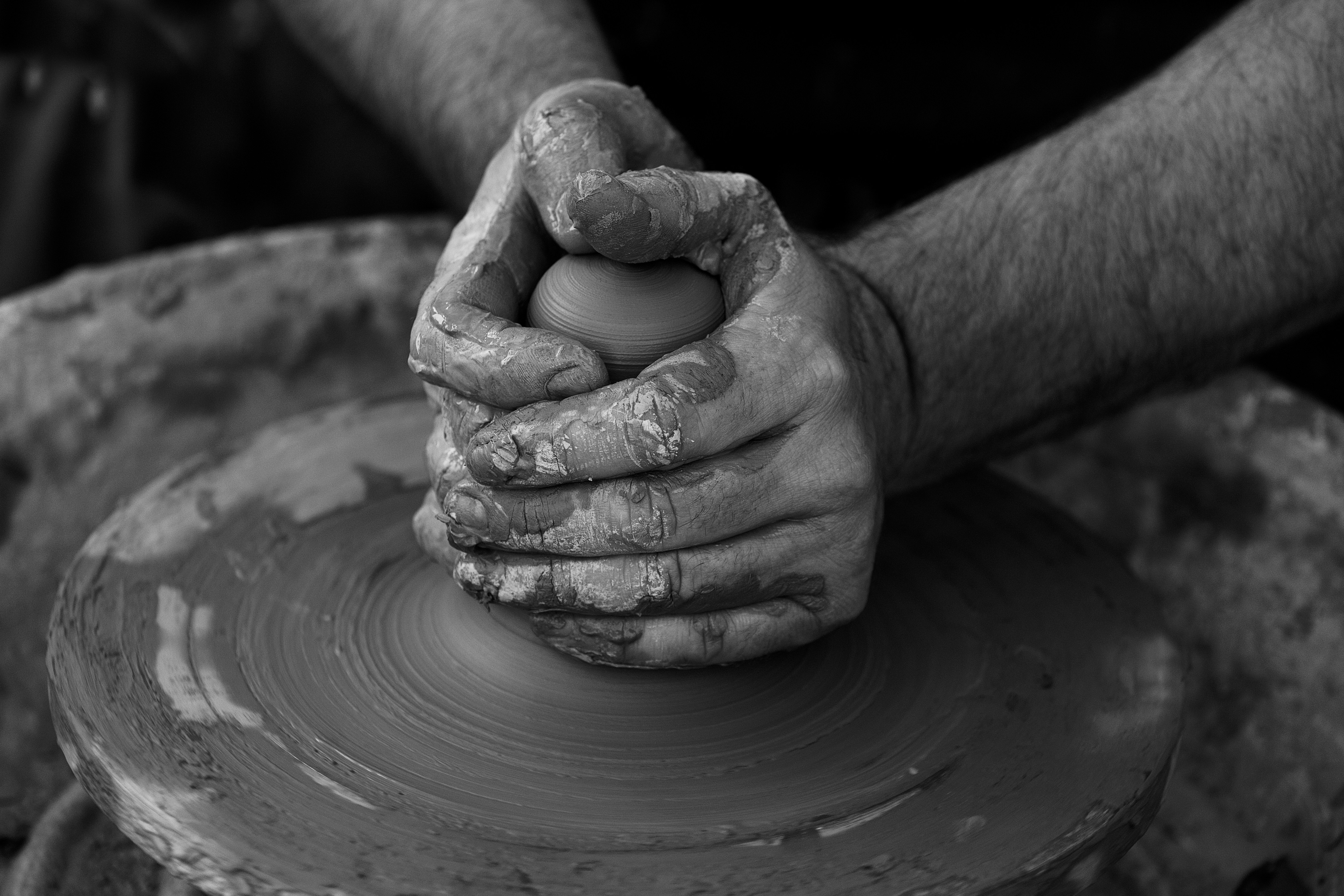 centering the clay on the wheel