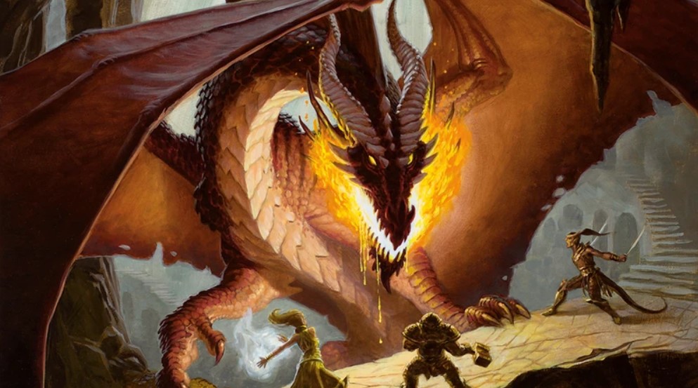 DnD party fights a dragon