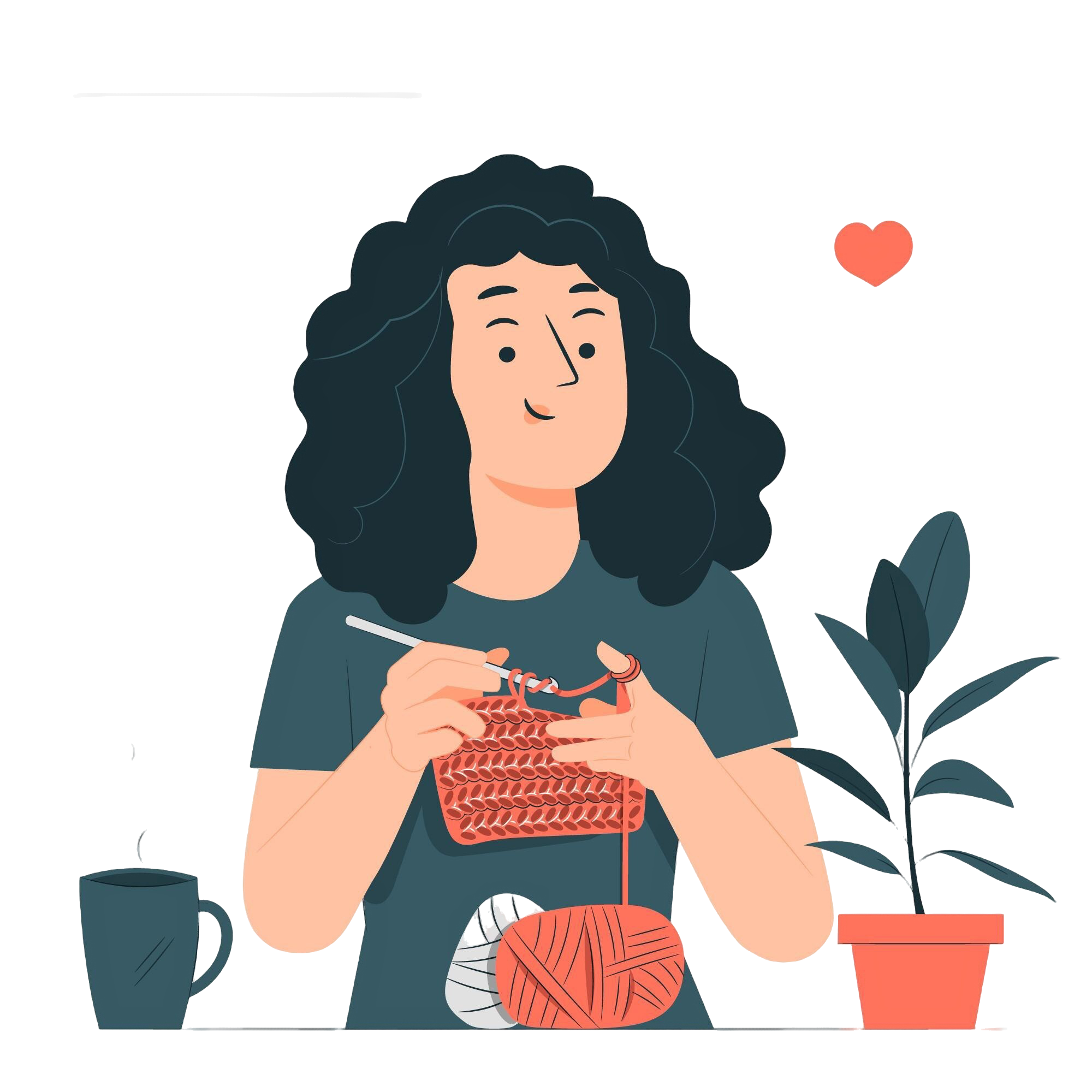 cartoon women crocheting with love