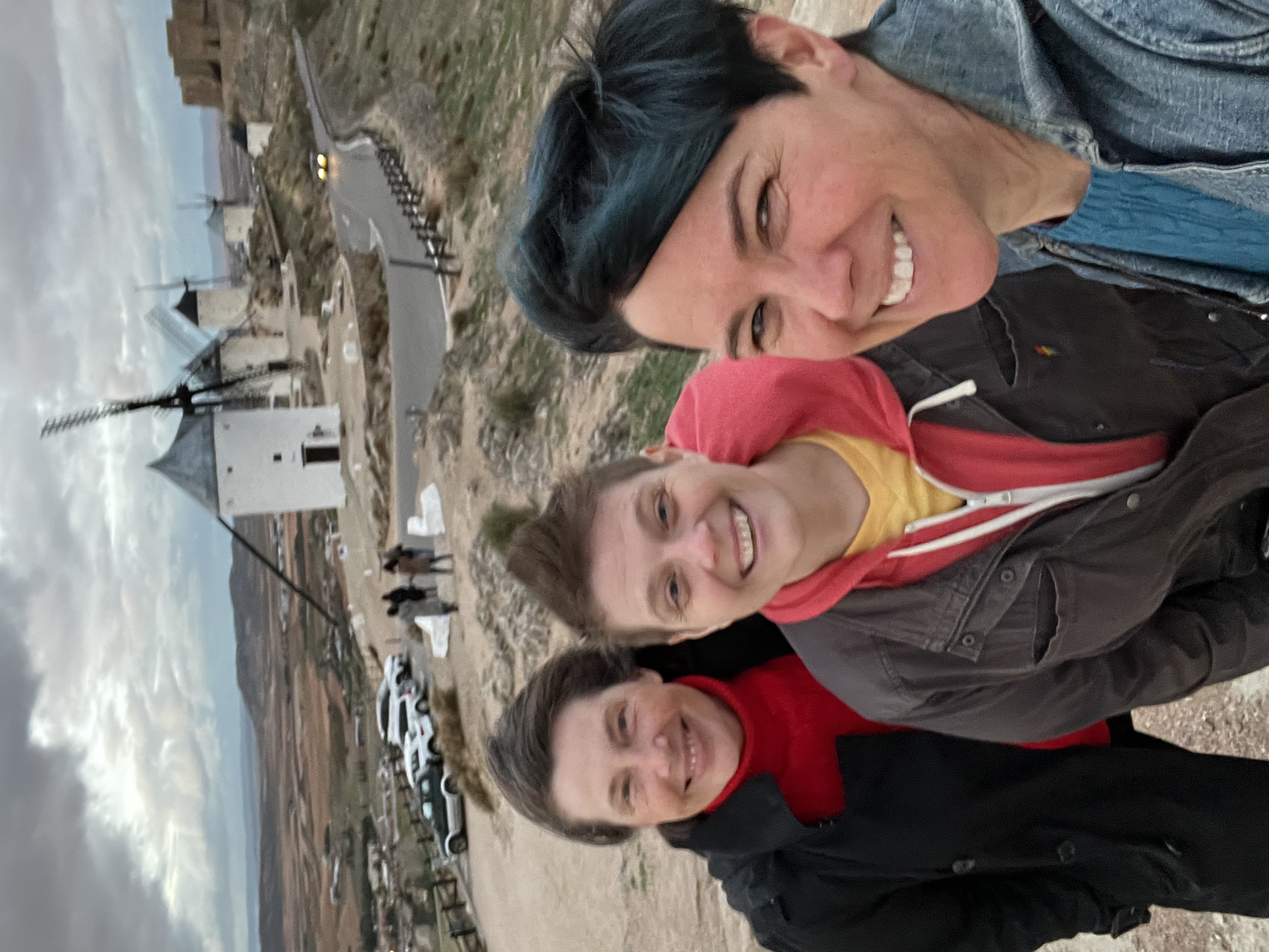 three women at the windmills in Spain