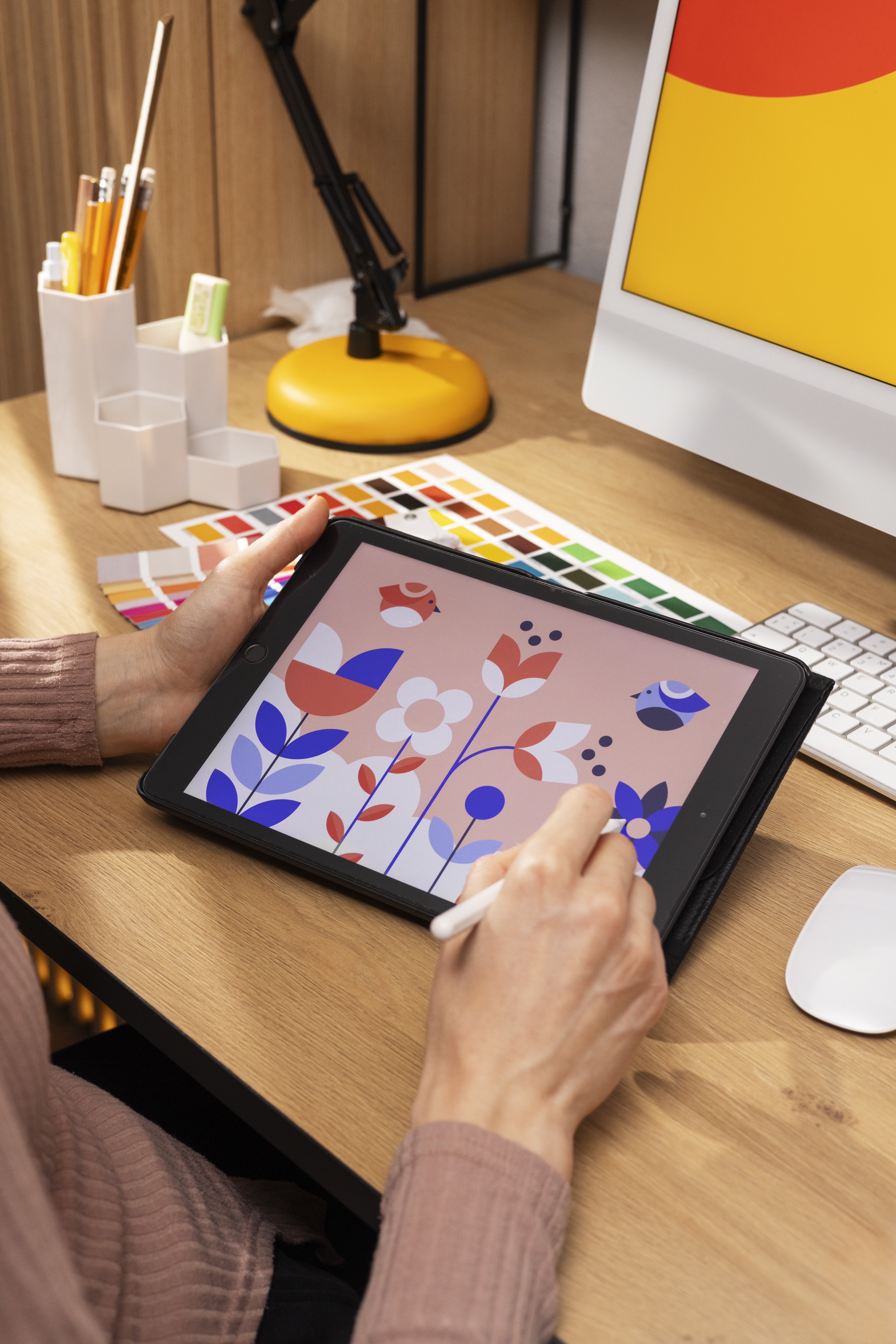 Illustrating on a drawing tablet