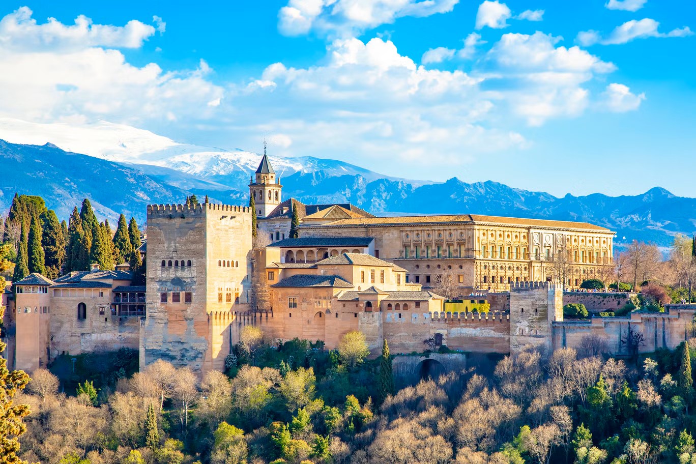 Overview of the Alhambra in Granada Spain.