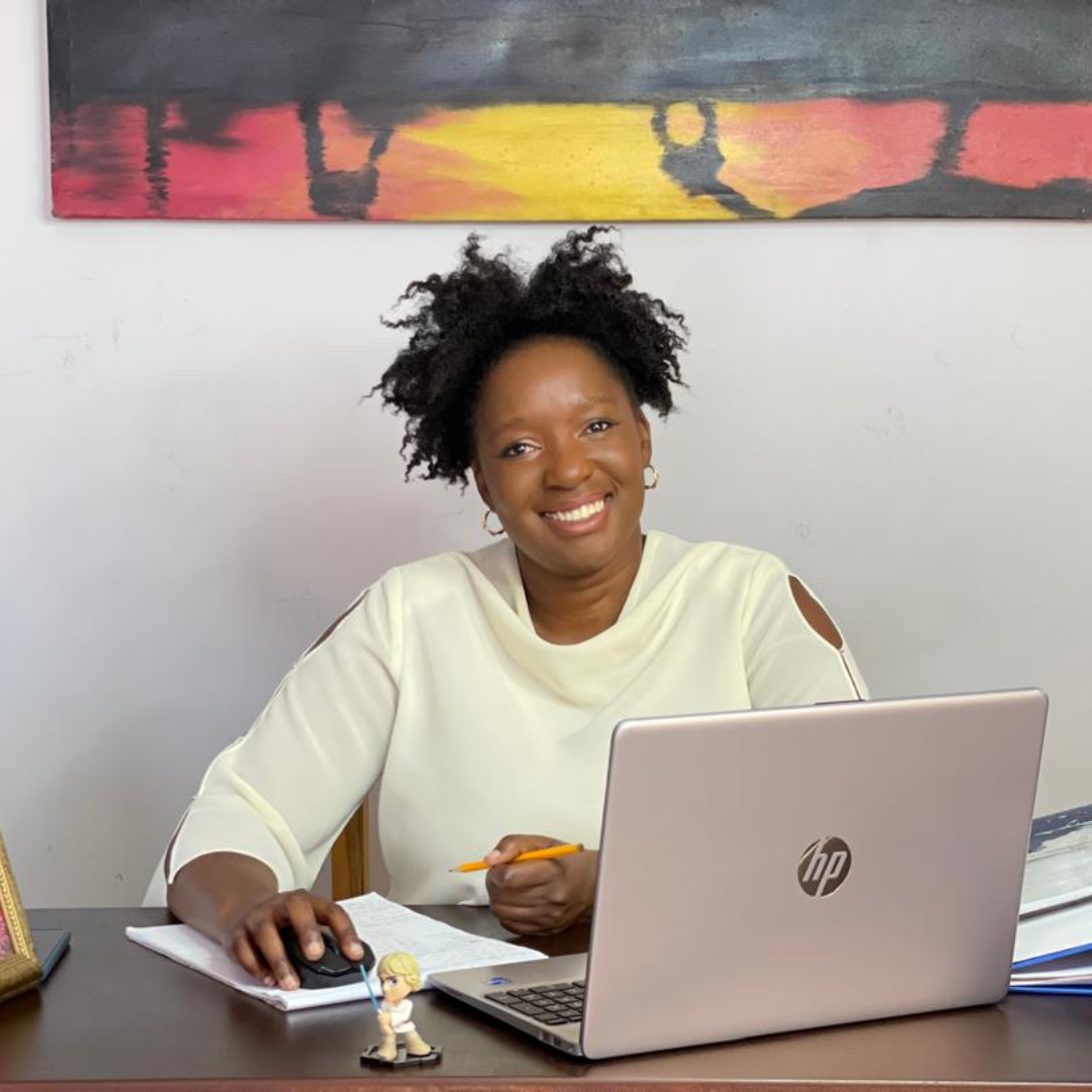 Vuyo looking up and smilling