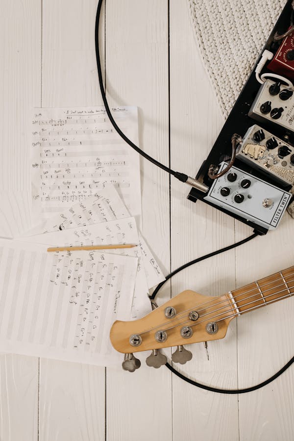 Music sheets and recording equipment