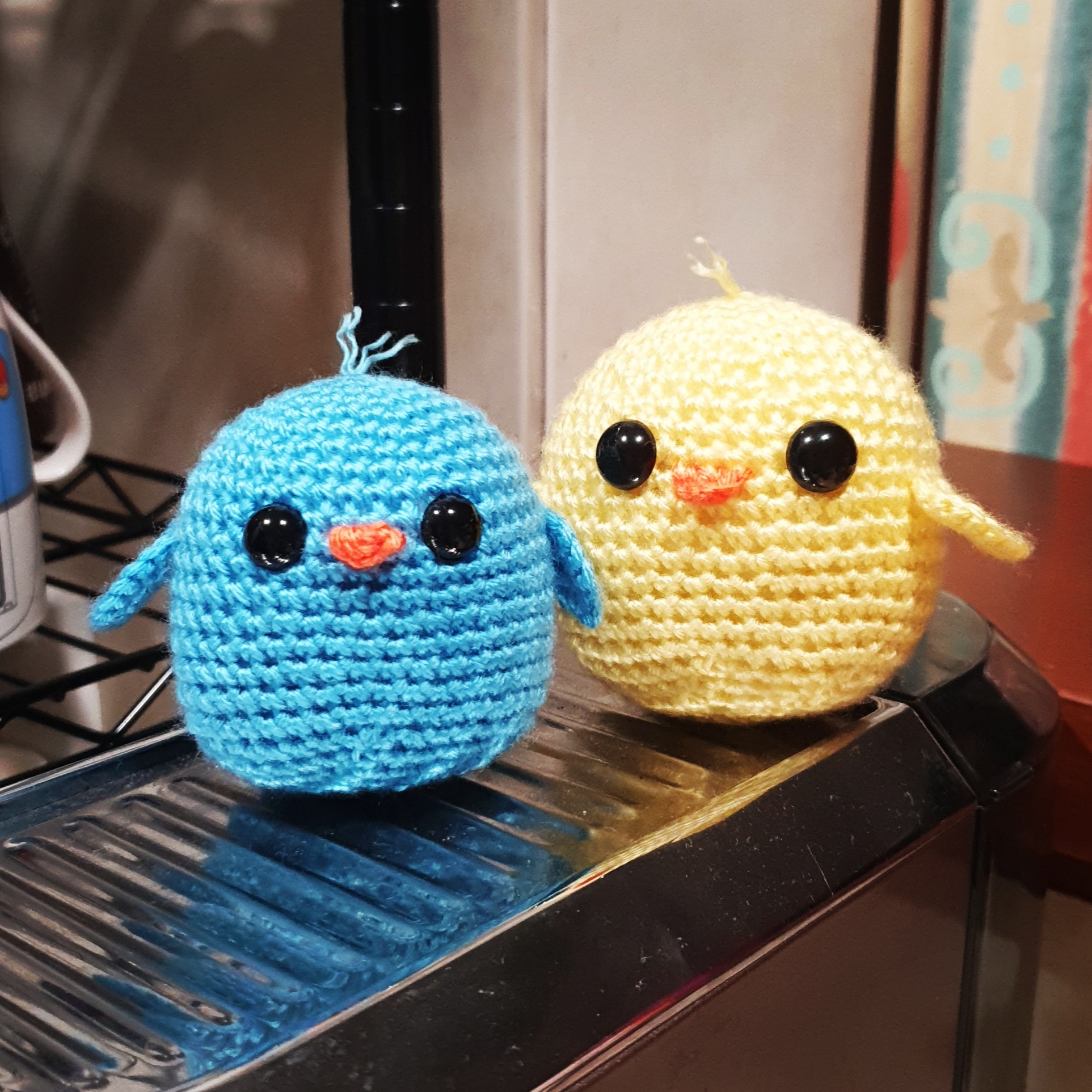two crochet chicks