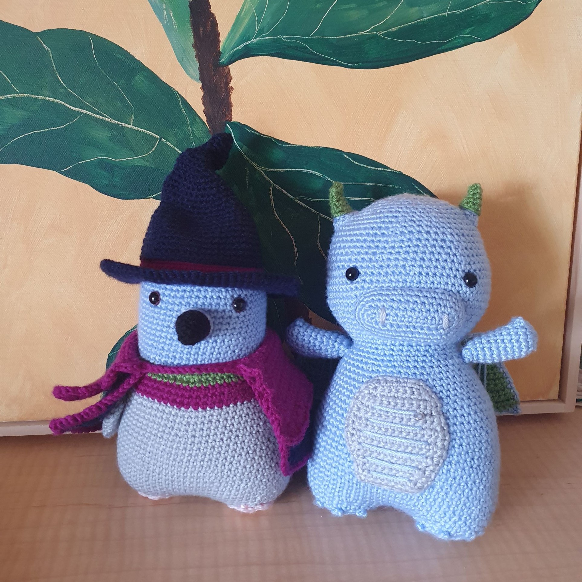 crochet pigeon and dragon
