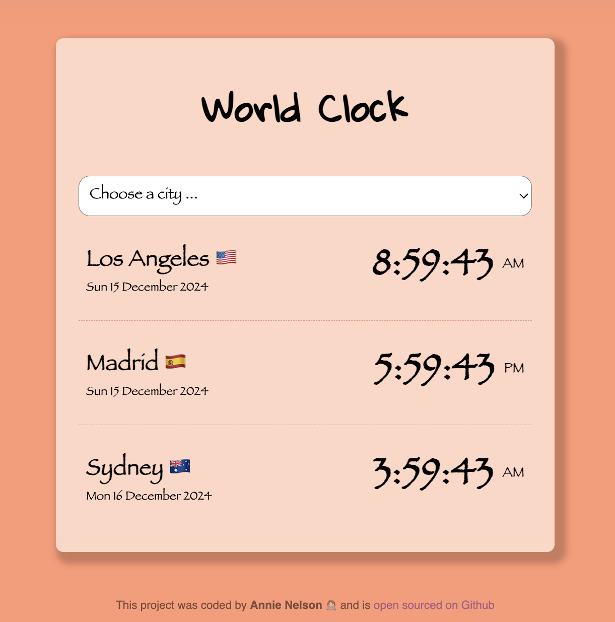 world clock app screenshot