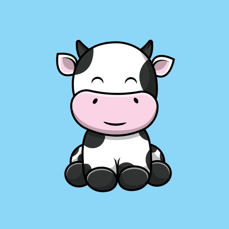 black and white cartoon cow