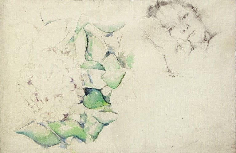 Paul
      Cézanne - Madame Cezanne, Hortense Fiquet, with Hortensias