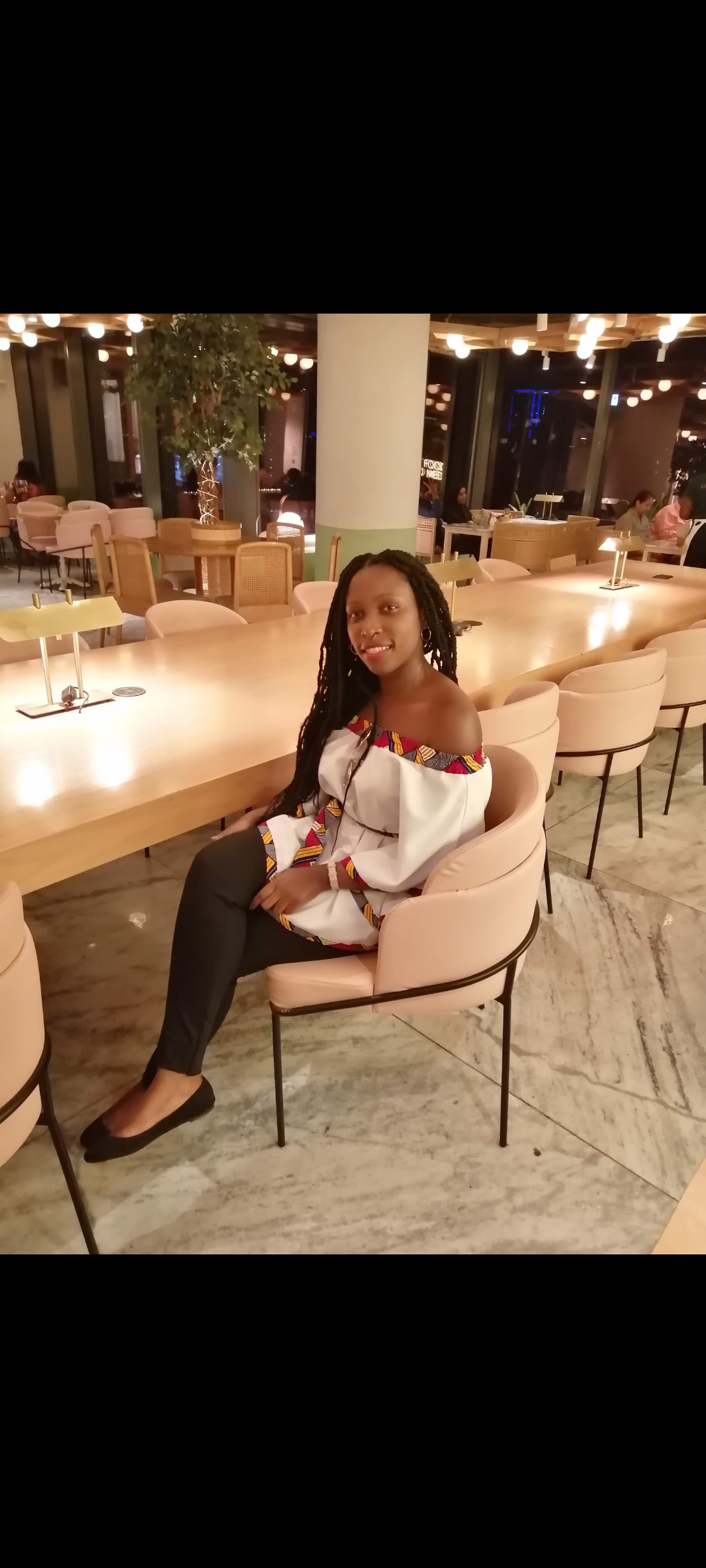 Zawadi at one of her favorite restaurants