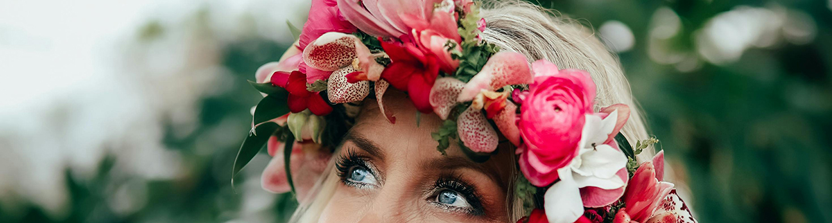 Woman wearing flower crown
