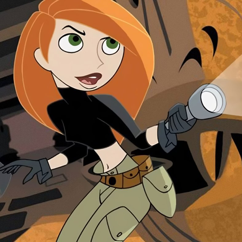 cartoon character Kim Possible with her eyebrow arched and a
          flashlight in her hand