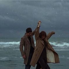 couple at the beach in winter