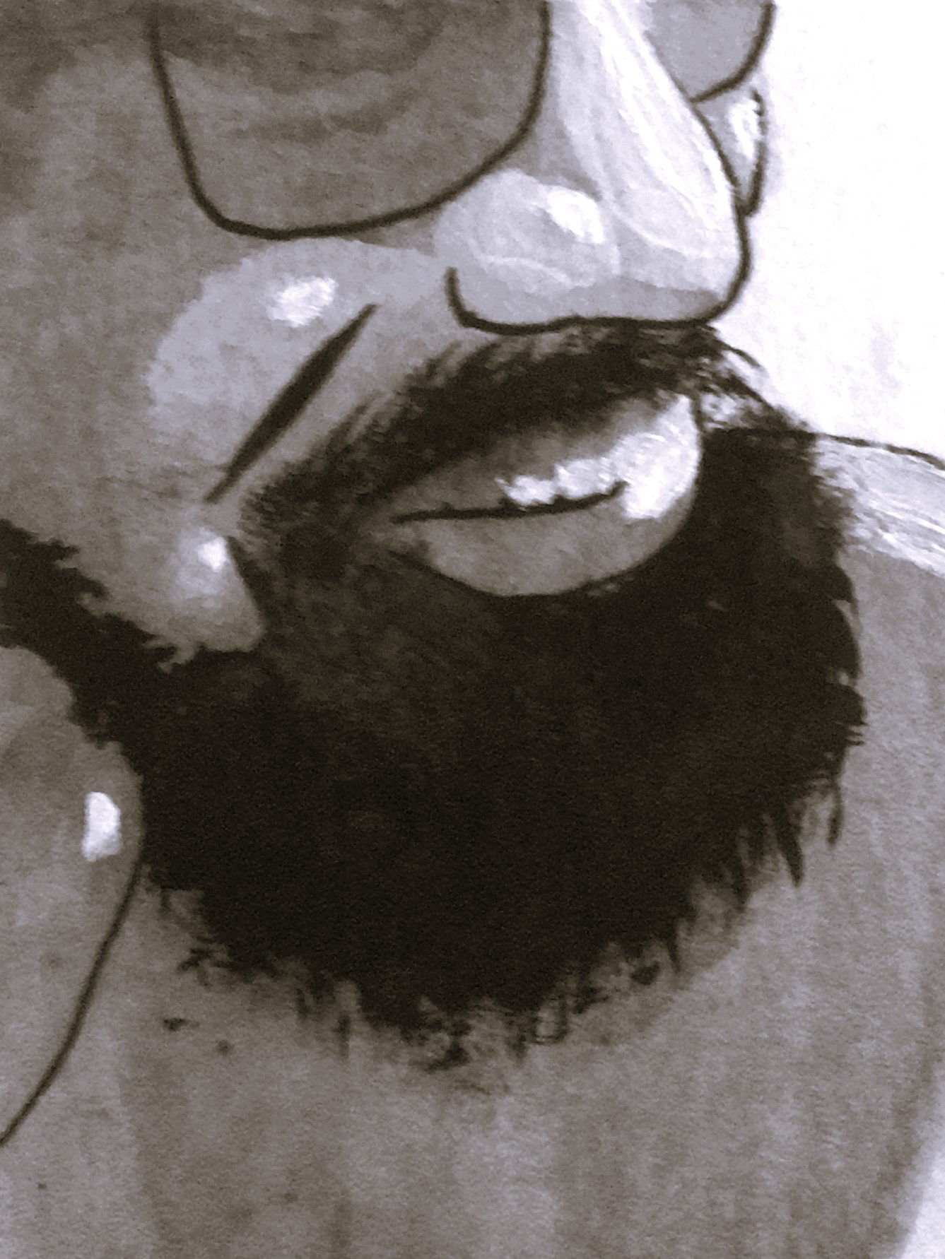 watercolor painting men in black and white