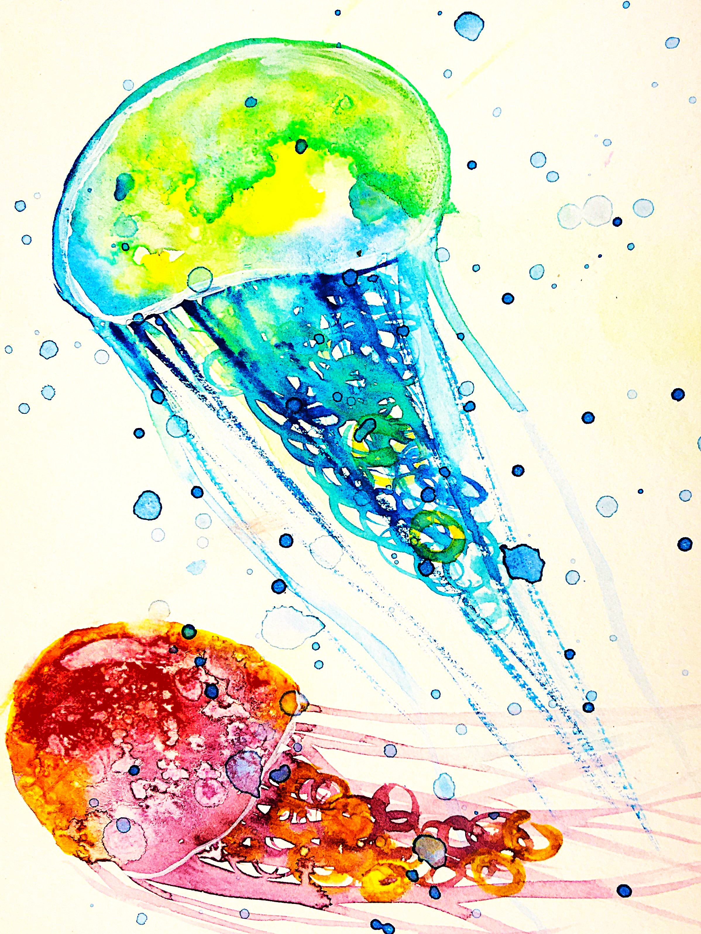 Watercolor painting jellyfish
