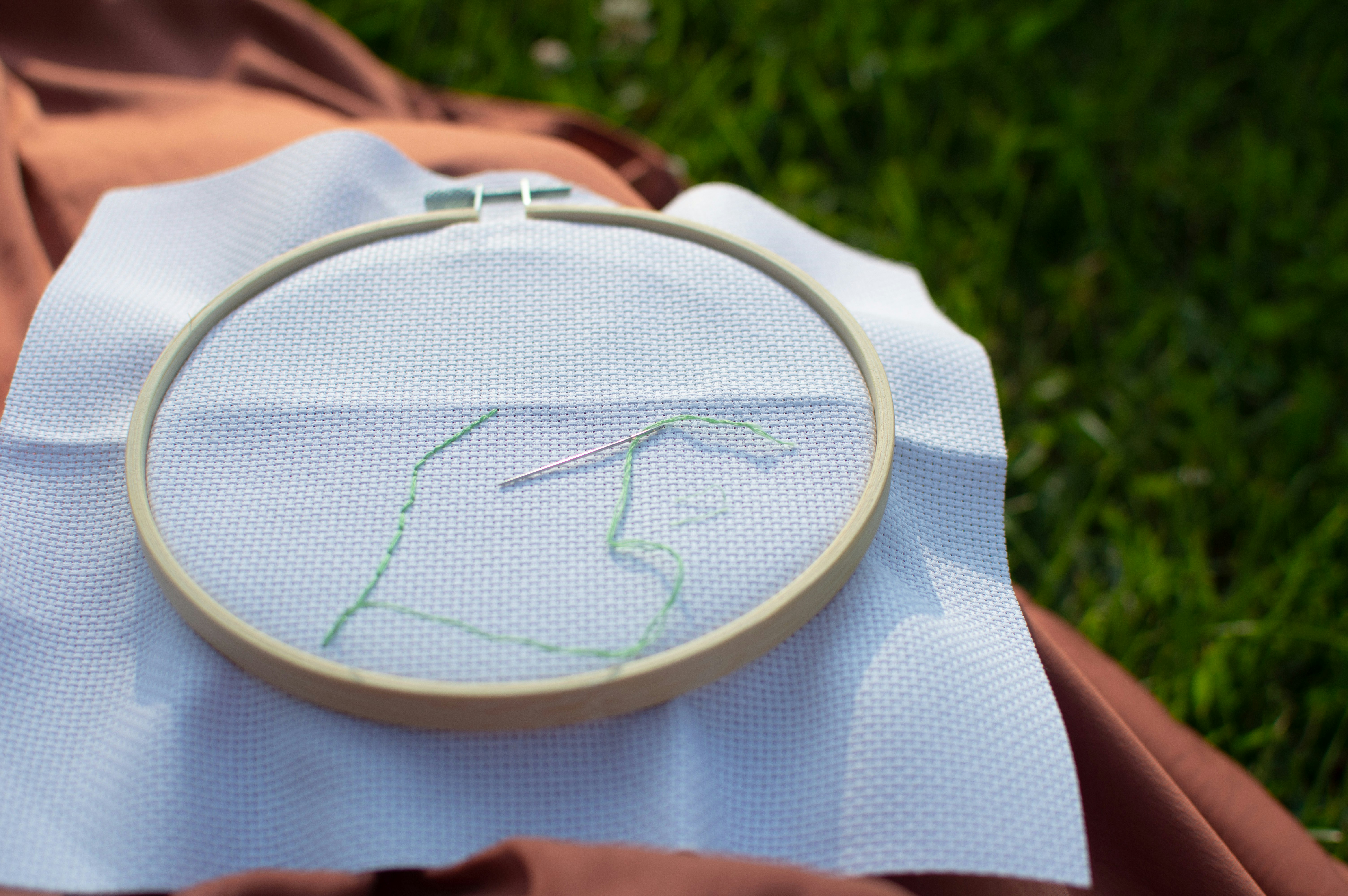 Cross stitch cloth and needle