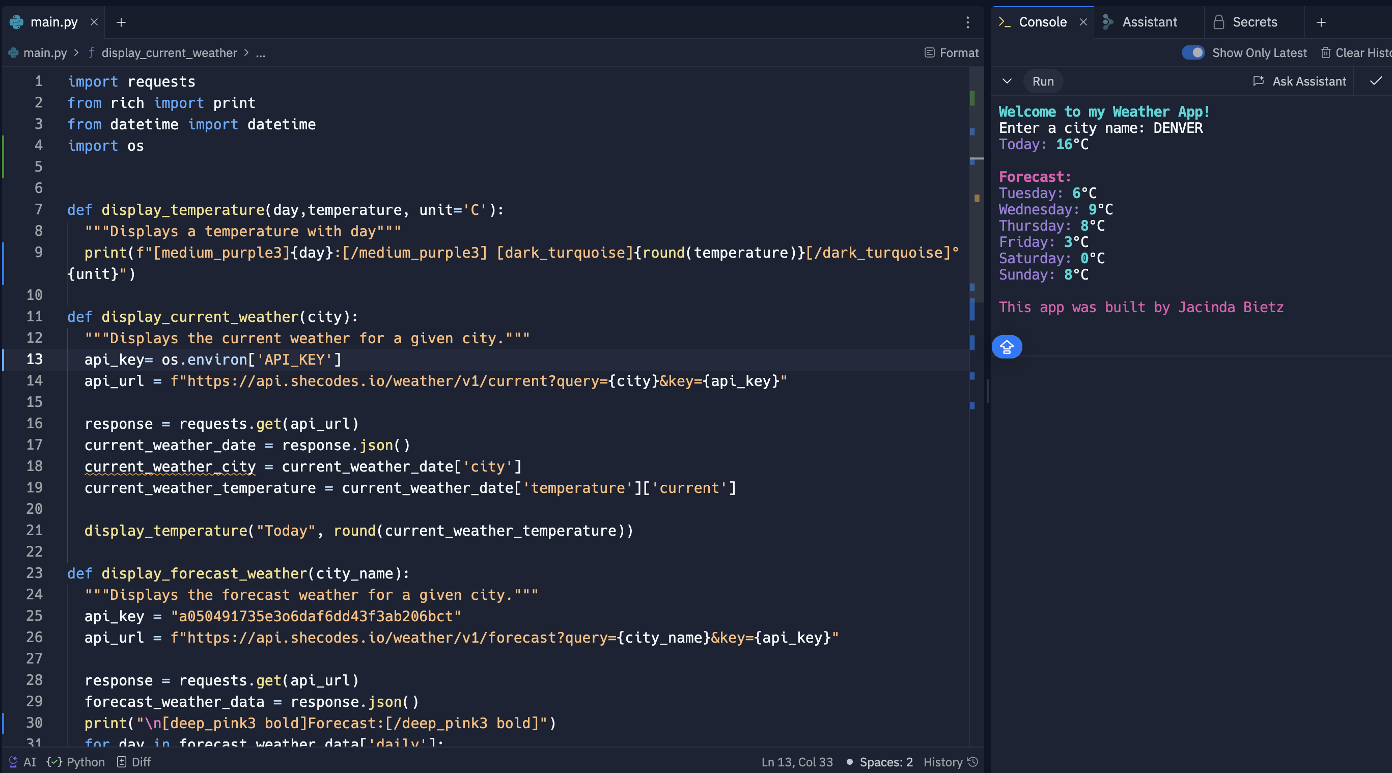 Weather CLI app image